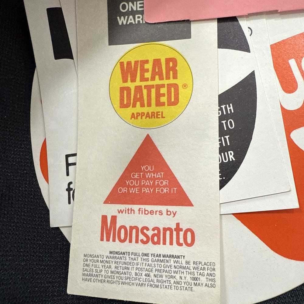 VTG NOS Womens L Monsanto Visa Knit Pants Black Pull On Wide Leg 1970s Mod - Picture 6 of 13